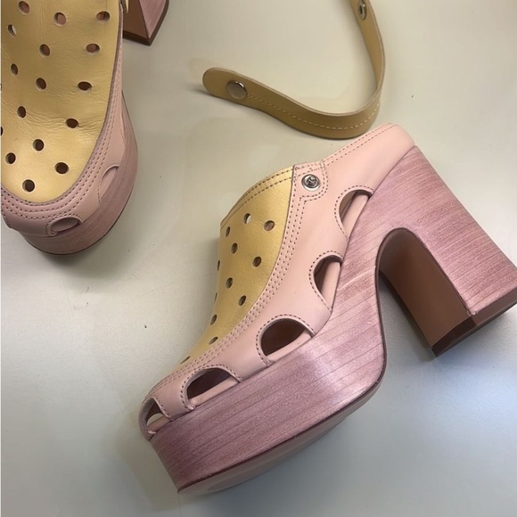 Agl MADE IN ITALY Yellow and Pink Mules with Chunky Platform - Picture 4 of 8